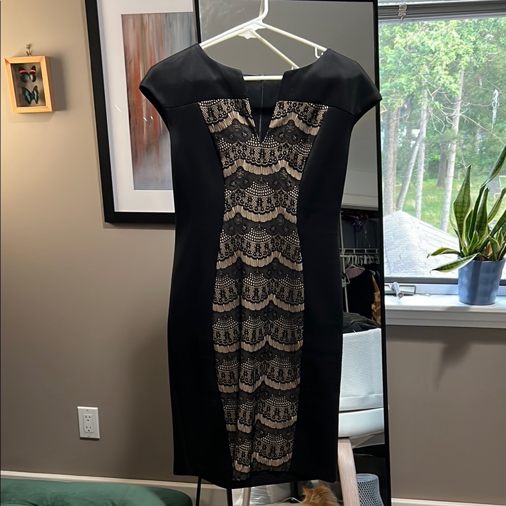 Connected Apparel Elegant Lace & Black Dress | Size 6